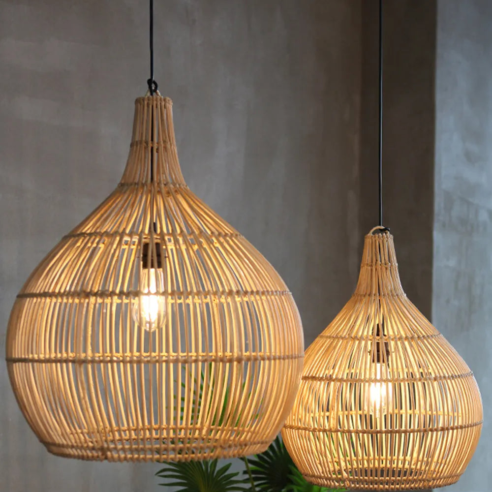 Muto Japanische Pendelleuchte Rattan Schlafzimmer/Esszimmer/Wohnzimmer