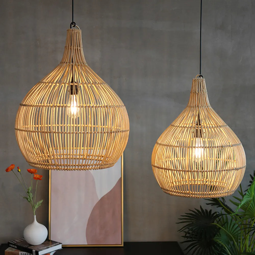 Muto Japanische Pendelleuchte Rattan Schlafzimmer/Esszimmer/Wohnzimmer