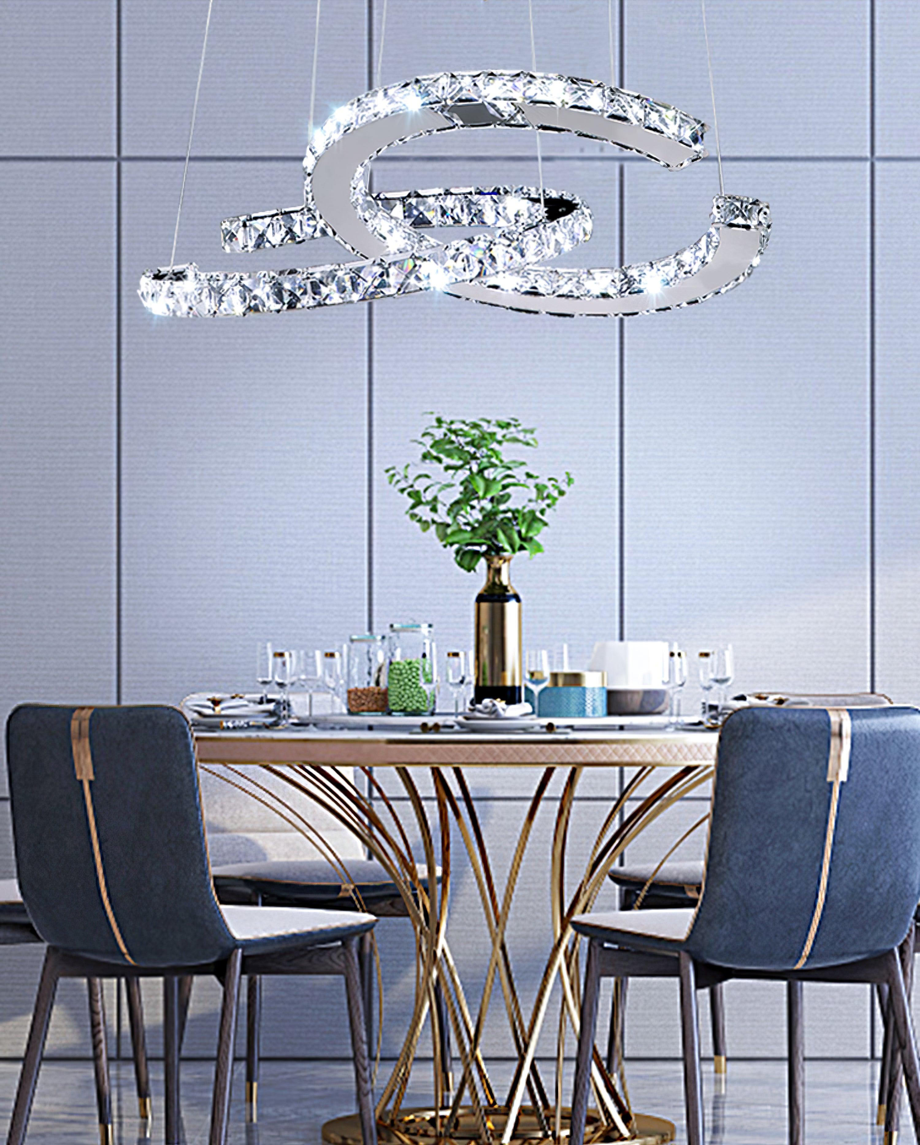 Lustra Kronleuchter Kristall Doppelt C Modern Silber 2-Ring-Letslighting