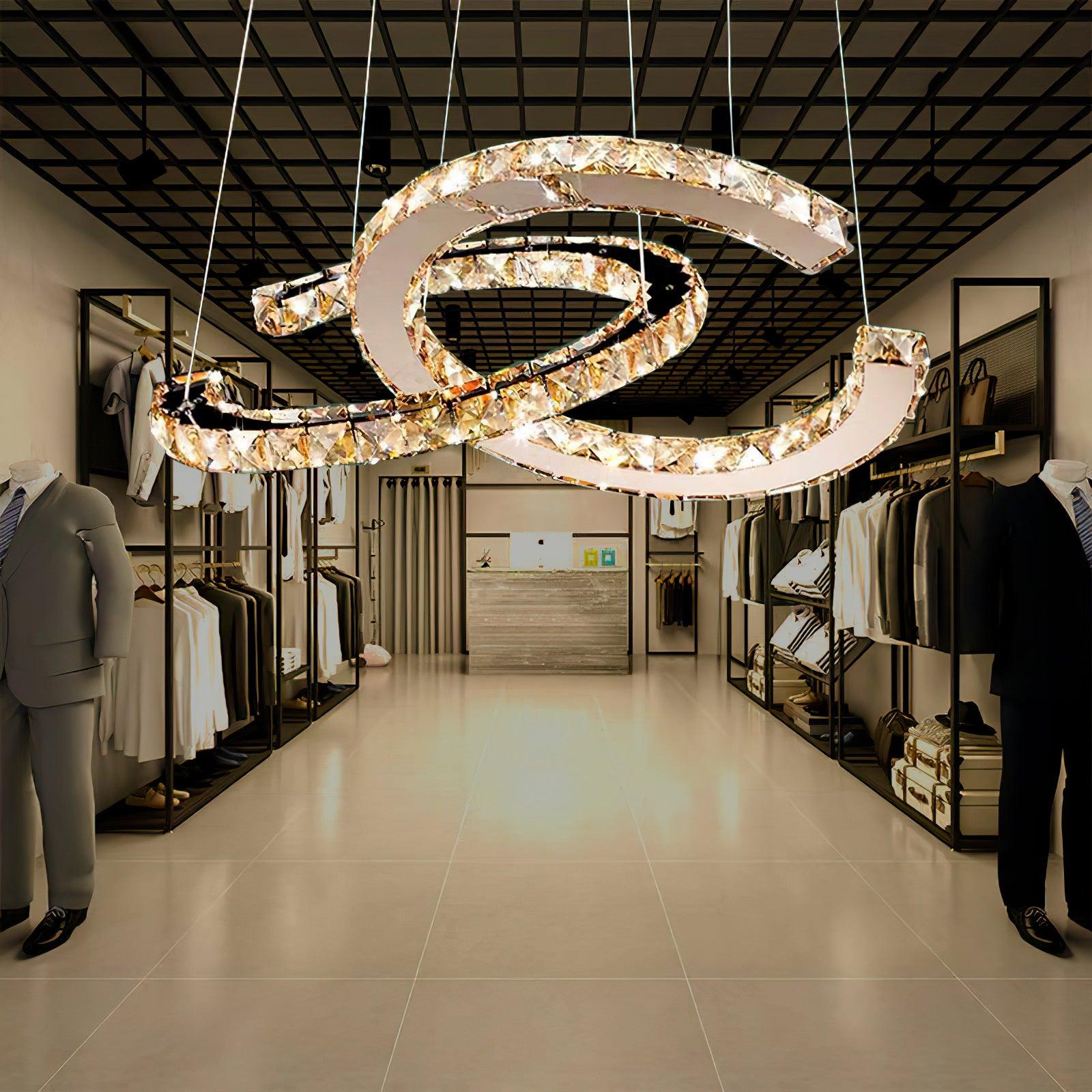 Lustra Kronleuchter Kristall Doppelt C Modern Silber 2-Ring-Letslighting