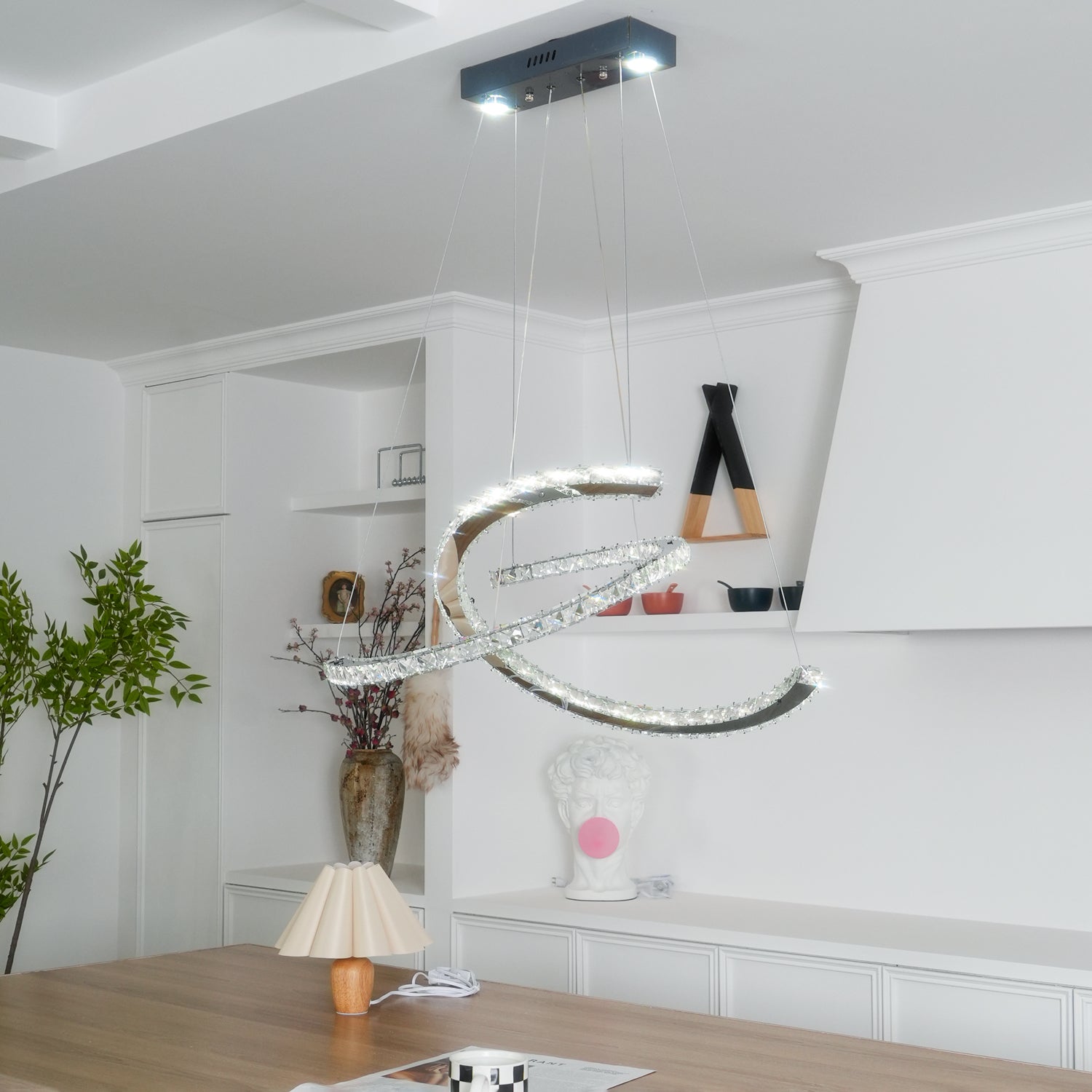 Lustra Kronleuchter Kristall Doppelt C Modern Silber 2-Ring-Letslighting
