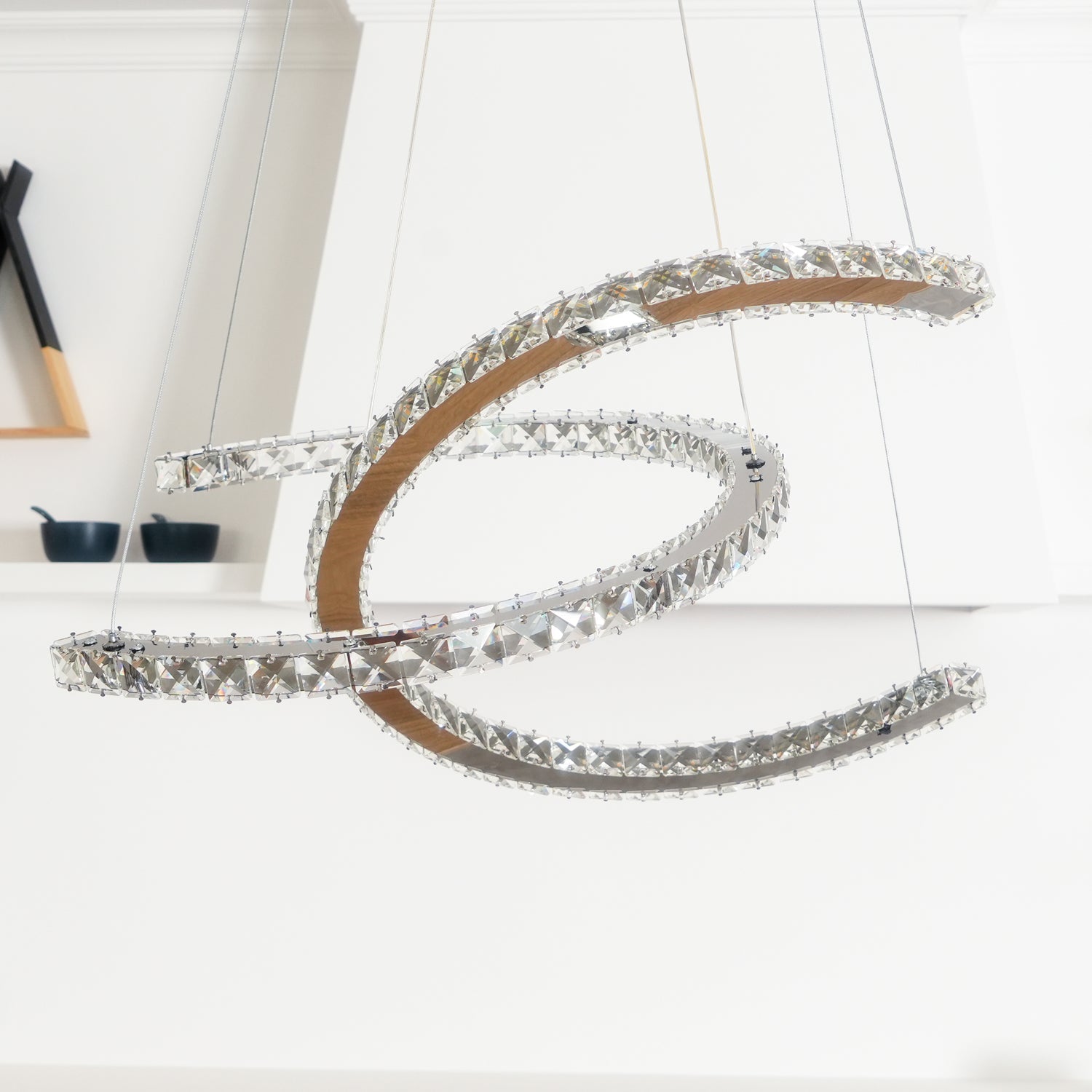 Lustra Kronleuchter Kristall Doppelt C Modern Silber 2-Ring-Letslighting