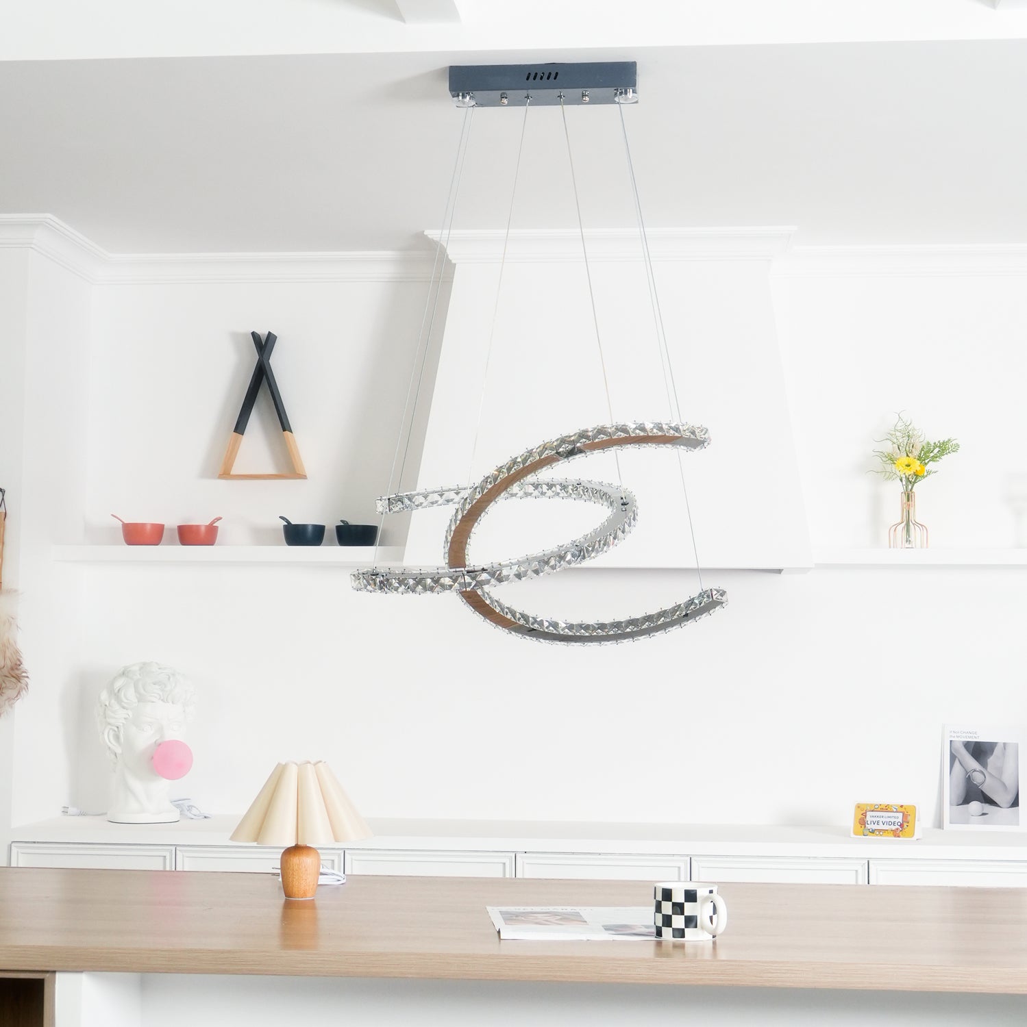Lustra Kronleuchter Kristall Doppelt C Modern Silber 2-Ring-Letslighting