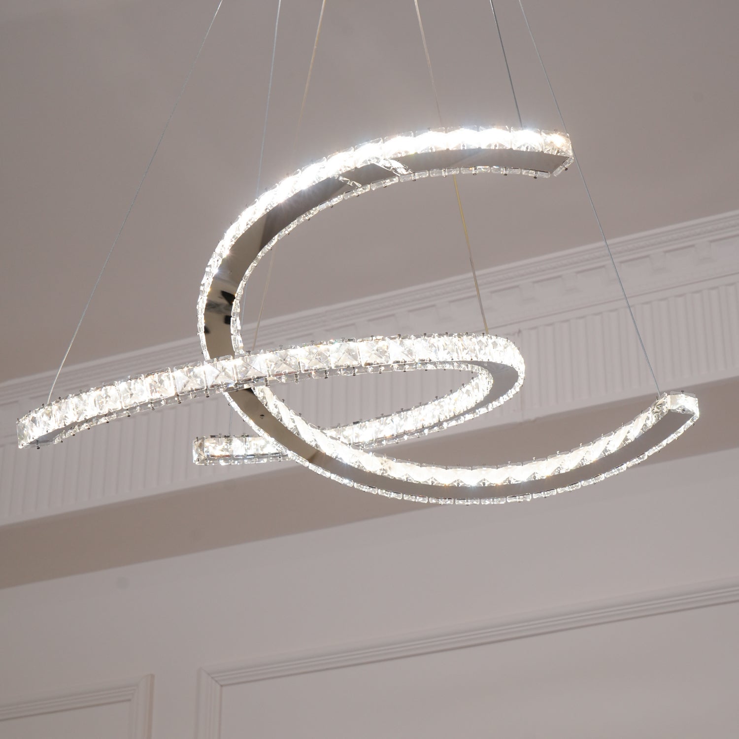Lustra Kronleuchter Kristall Doppelt C Modern Silber 2-Ring-Letslighting