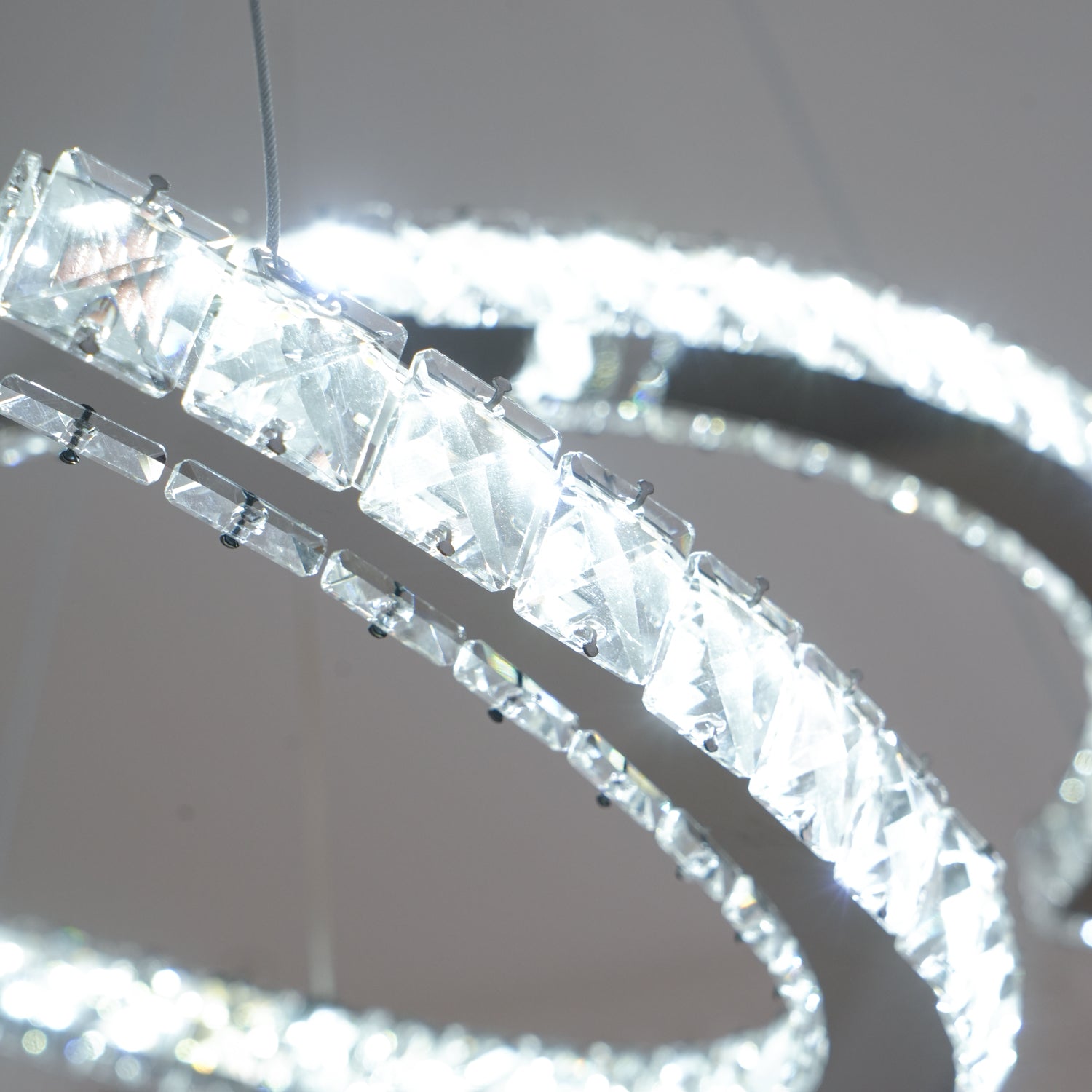 Lustra Kronleuchter Kristall Doppelt C Modern Silber 2-Ring-Letslighting