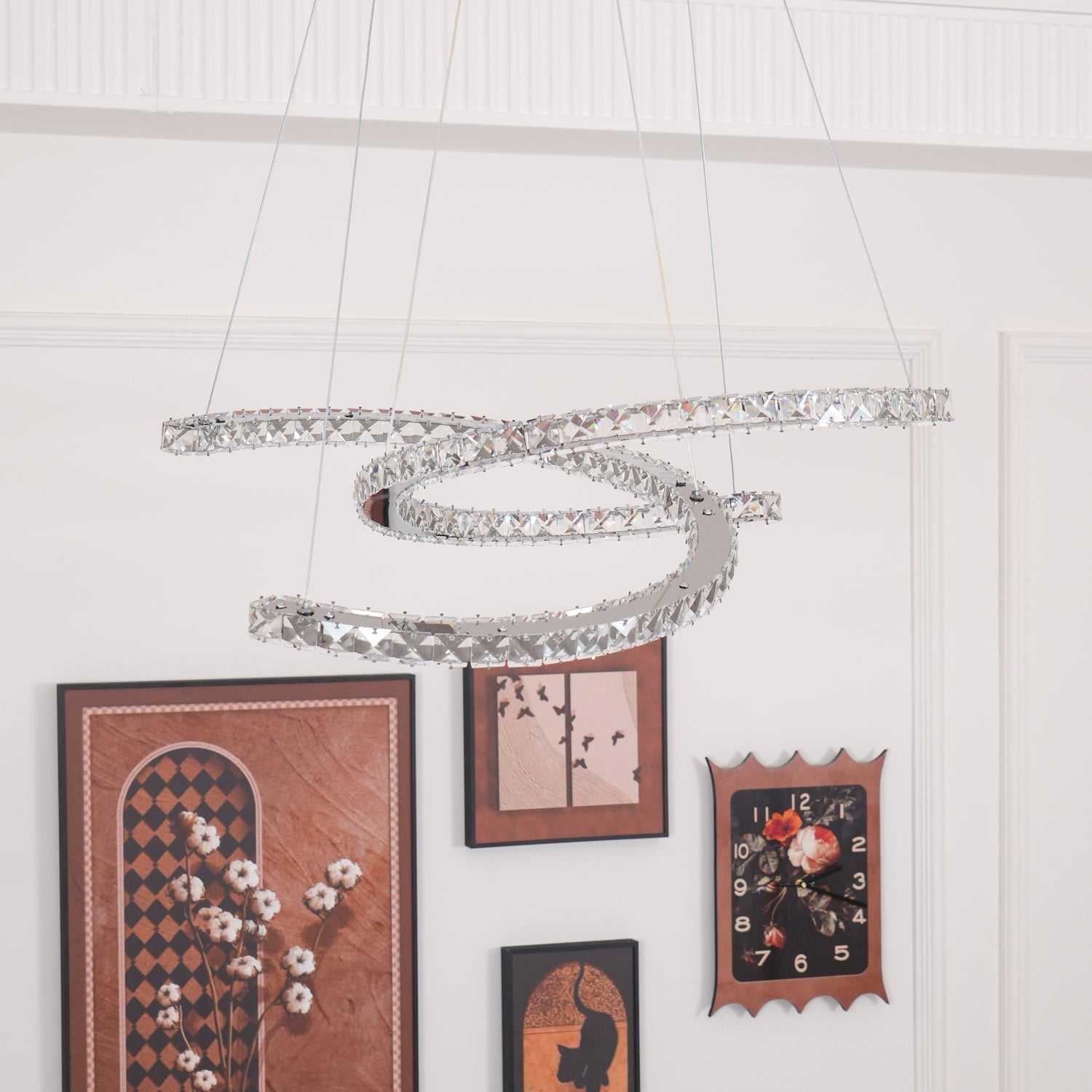 Lustra Kronleuchter Kristall Doppelt C Modern Silber 2-Ring-Letslighting