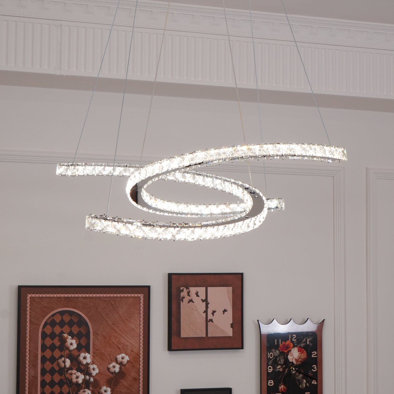 Lustra Kronleuchter Kristall Doppelt C Modern Silber 2-Ring-Letslighting