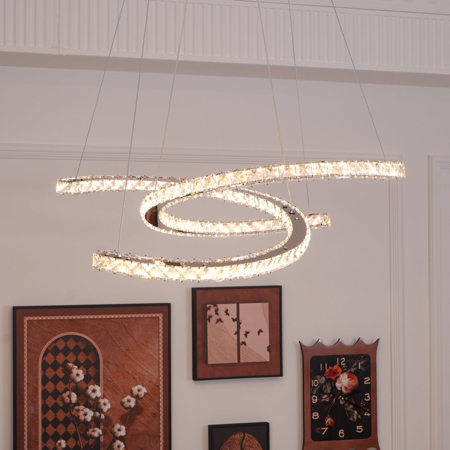 Lustra Kronleuchter Kristall Doppelt C Modern Silber 2-Ring-Letslighting