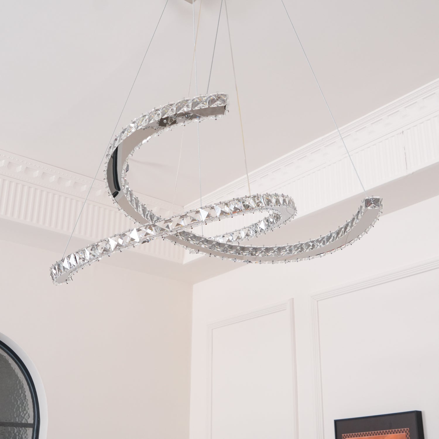 Lustra Kronleuchter Kristall Doppelt C Modern Silber 2-Ring-Letslighting