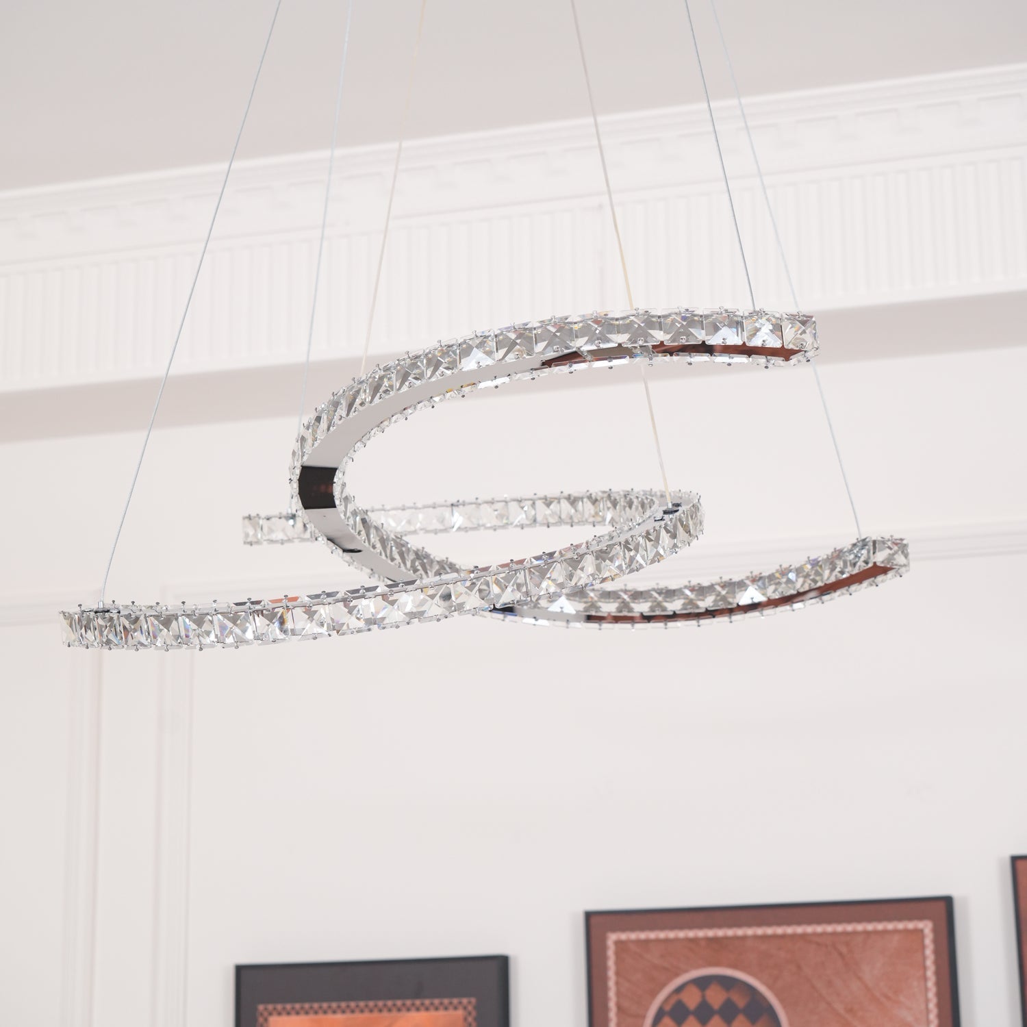Lustra Kronleuchter Kristall Doppelt C Modern Silber 2-Ring-Letslighting