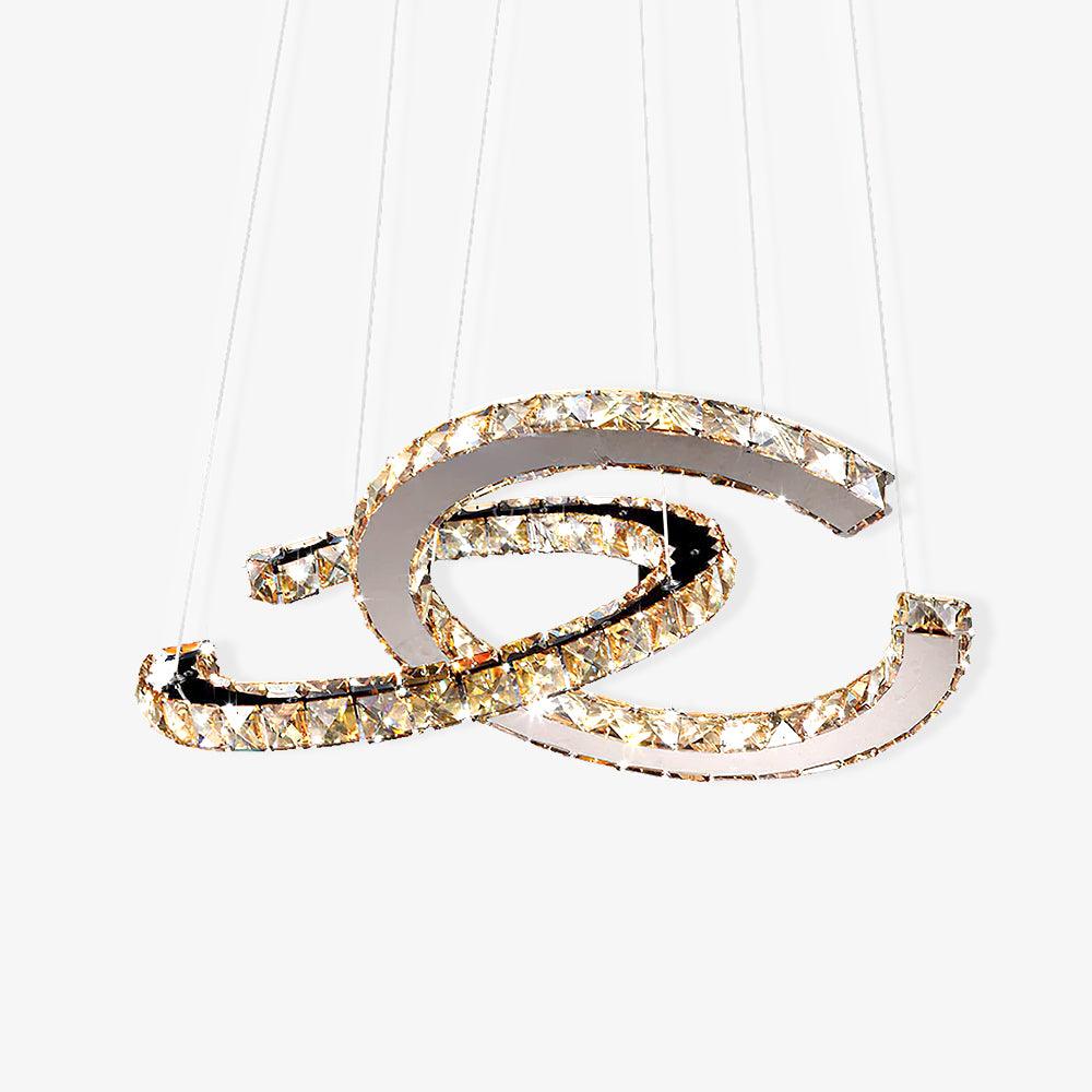 Lustra Kronleuchter Kristall Doppelt C Modern Silber 2-Ring-Letslighting