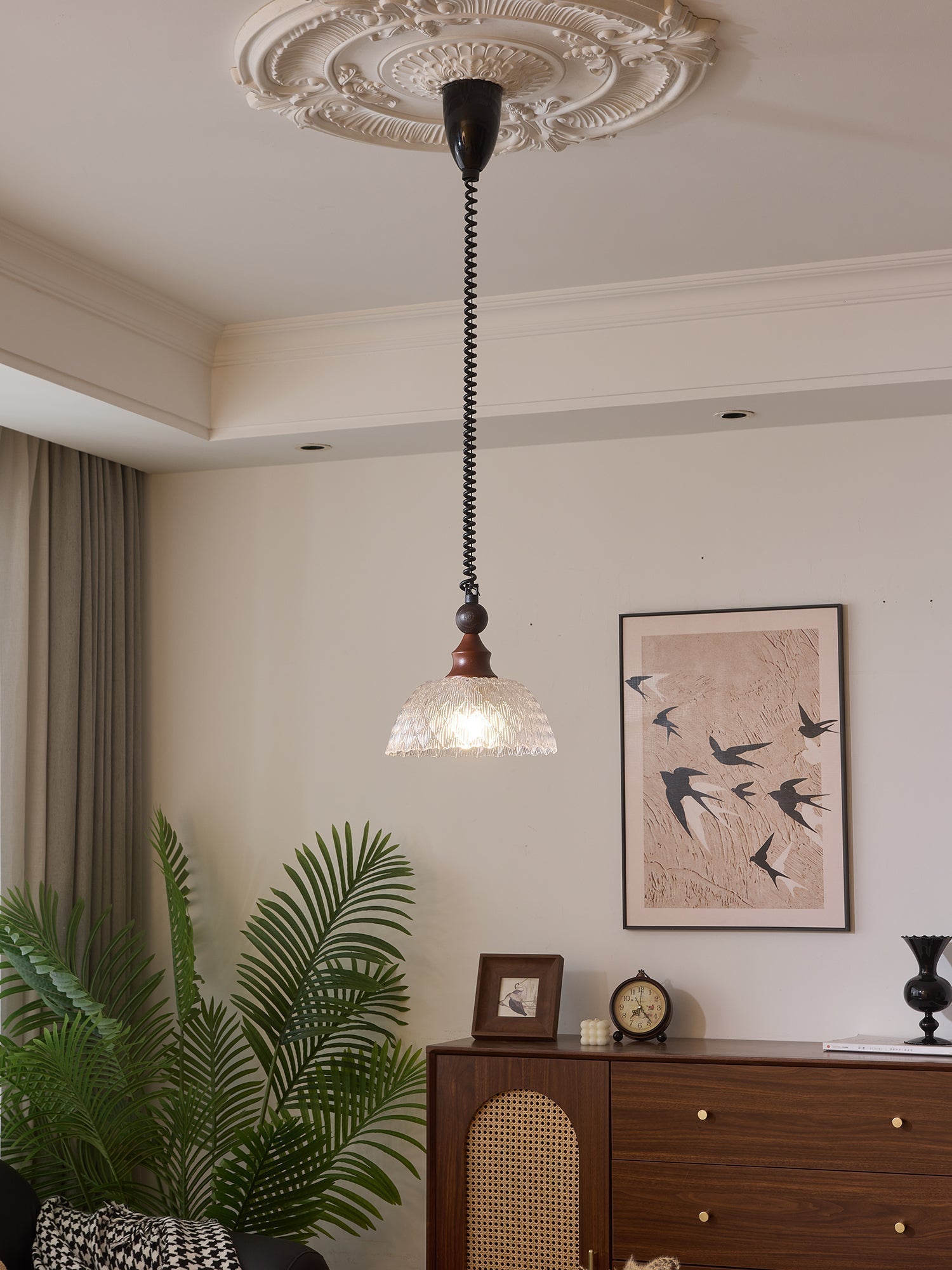 Nydoreth Eleganz Vintage Kunst Holz Pendelleuchte-Letslighting