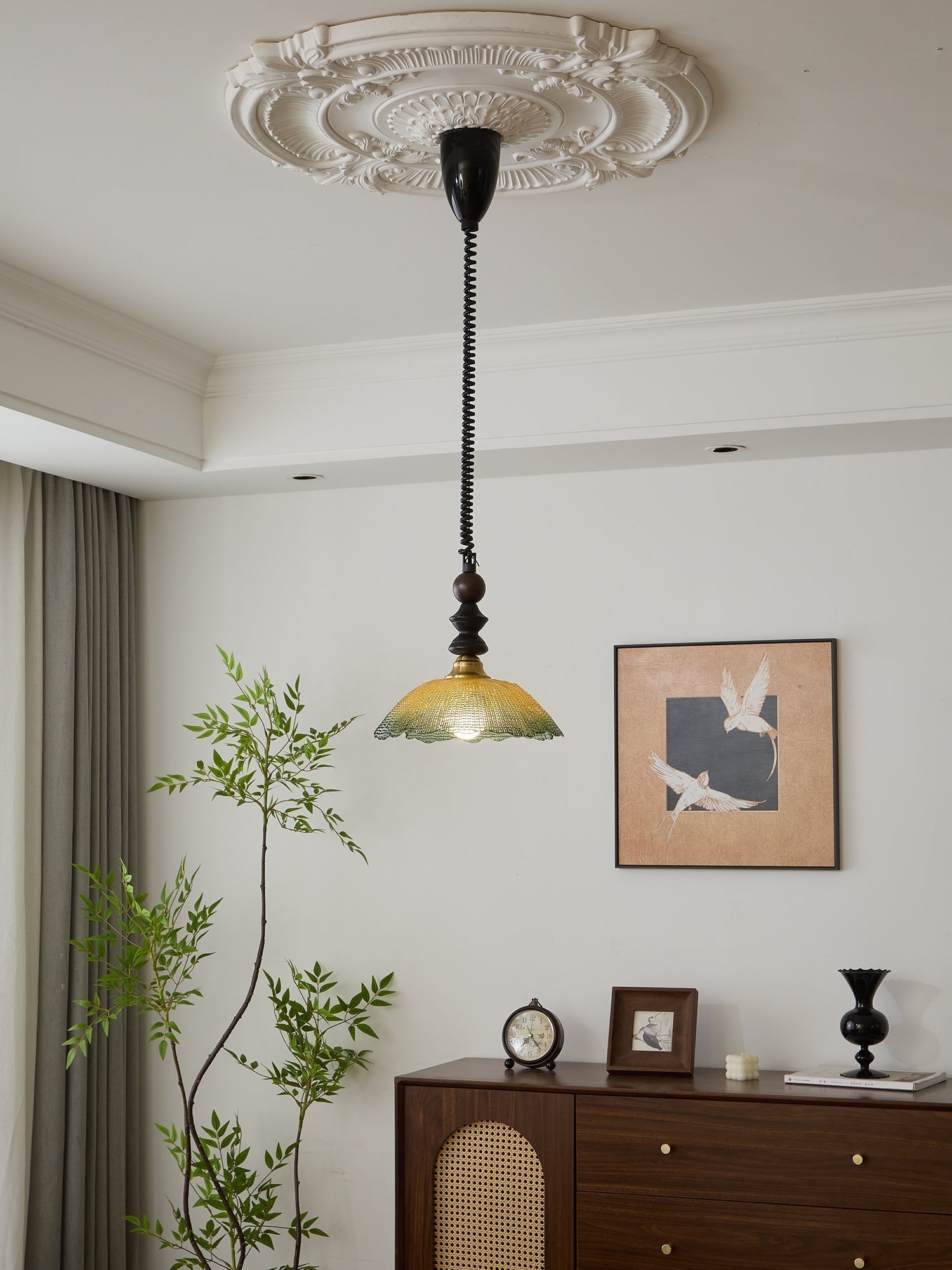 Nydoreth Eleganz Vintage Kunst Holz Pendelleuchte-Letslighting