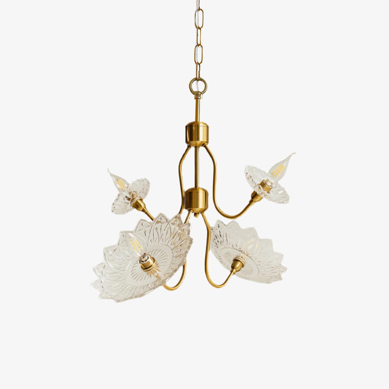 Lustra Kronleuchter Messing Glas Floral Vintage-Letslighting