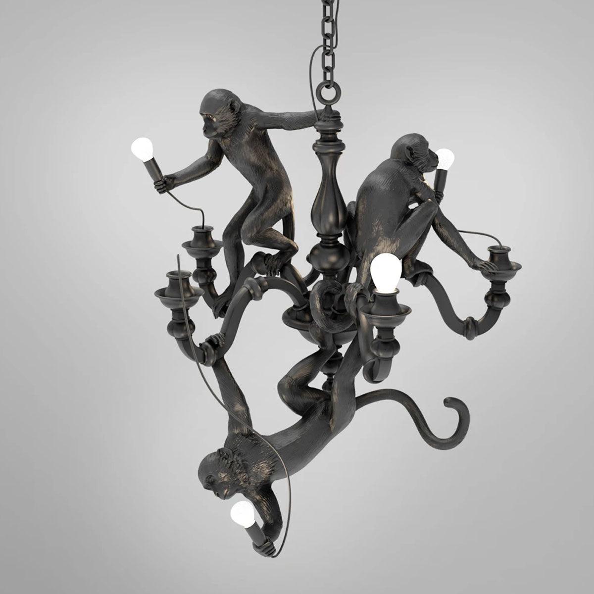 Lustra Kronleuchter Affe Schwarz Verspielt Skulptur-Letslighting