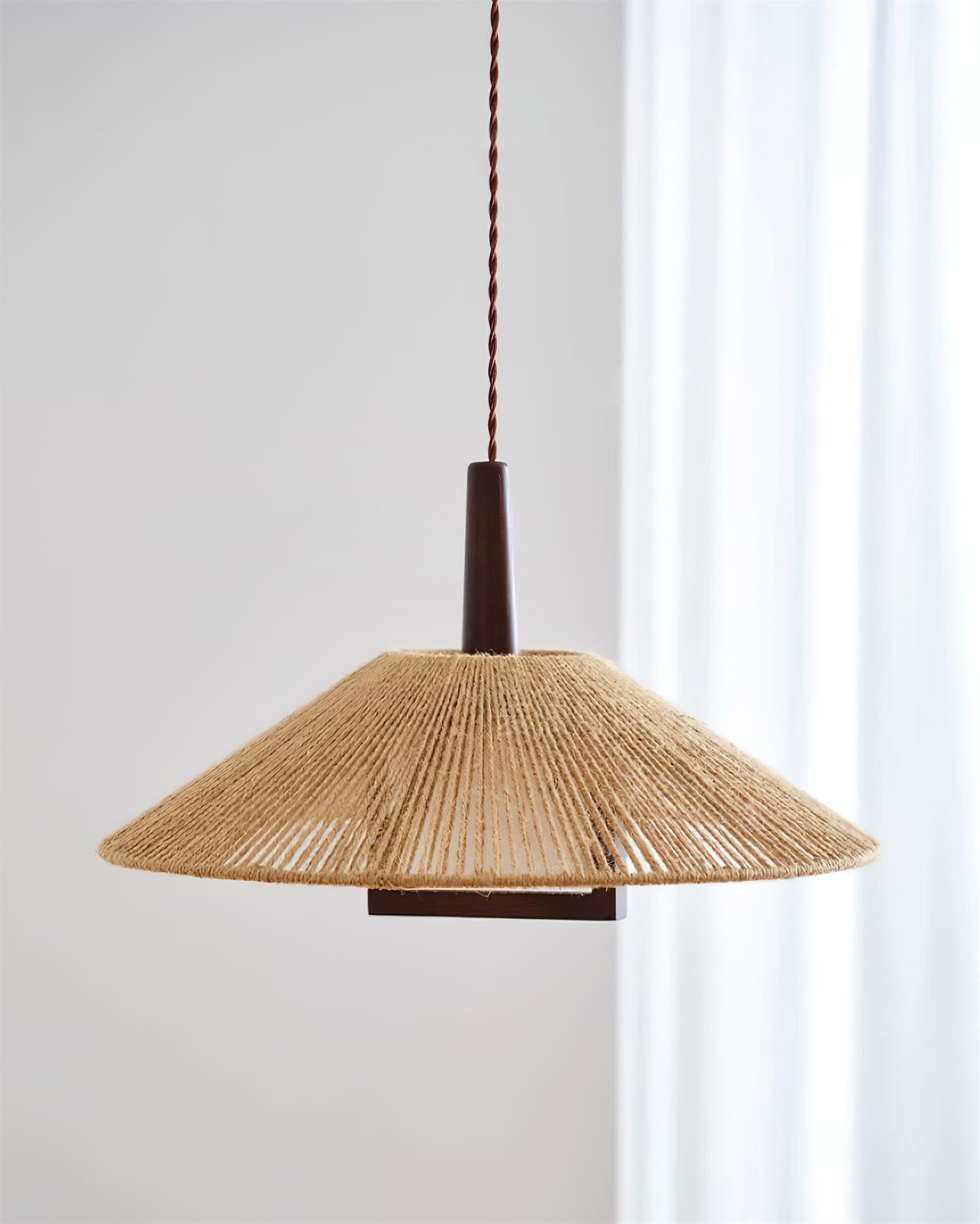 Fidoya Pendelleuchte Geflochtener Rattan Kegel mit Warmem-Letslighting