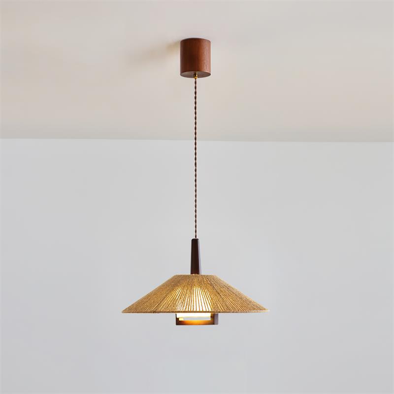 Fidoya Pendelleuchte Geflochtener Rattan Kegel mit Warmem-Letslighting