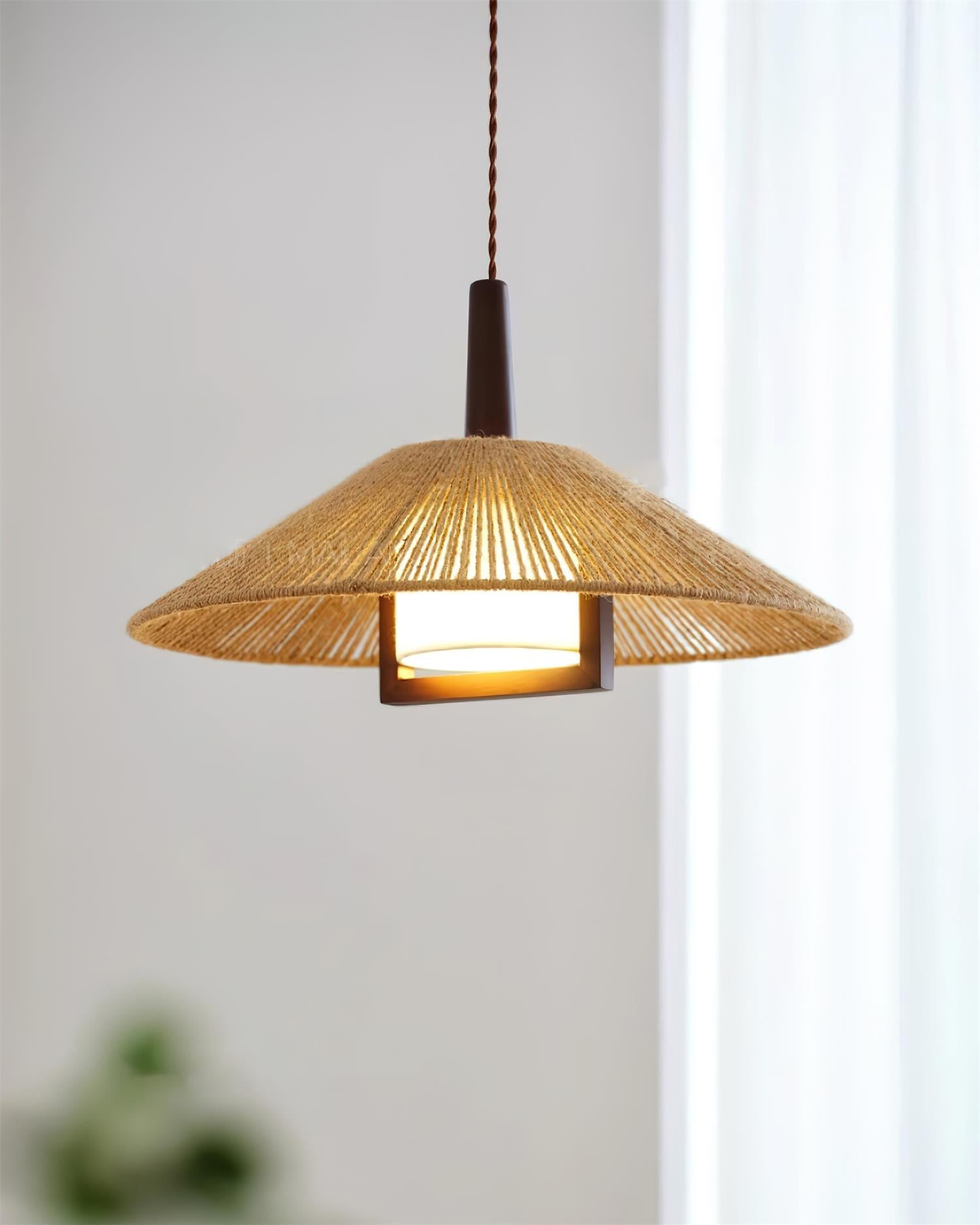 Fidoya Pendelleuchte Geflochtener Rattan Kegel mit Warmem-Letslighting