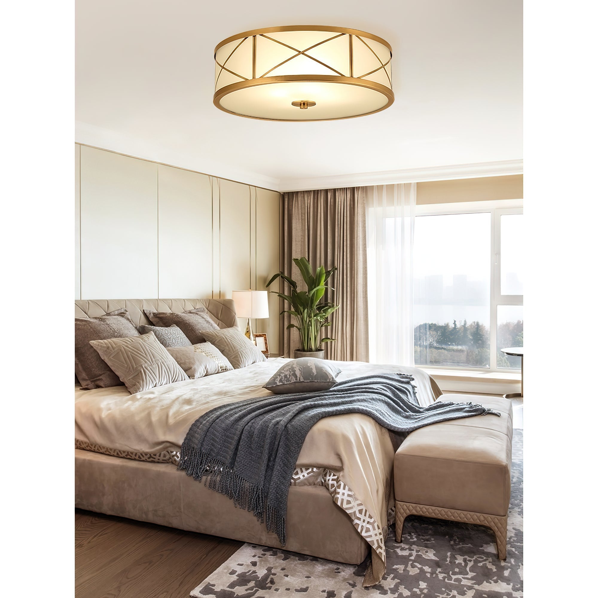 Vovene Moderne Deckenleuchte aus Messing und Glas-Letslighting