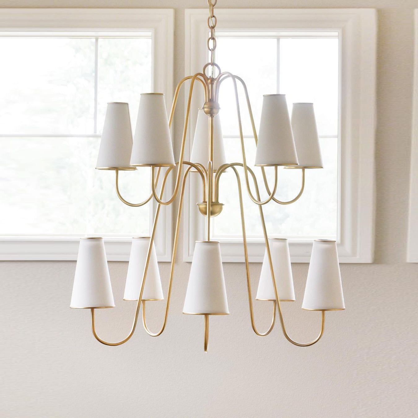 Elirora Eleganter Vintage Messing-Stoff-Kronleuchter-Letslighting