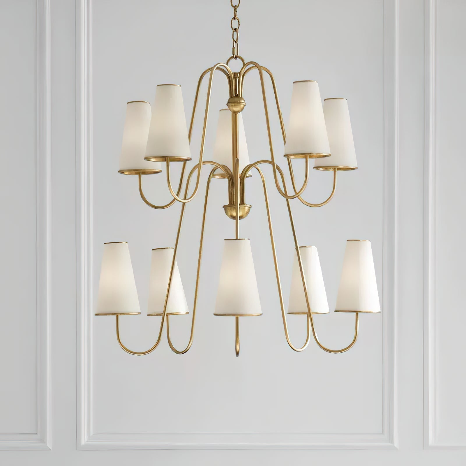 Elirora Eleganter Vintage Messing-Stoff-Kronleuchter-Letslighting