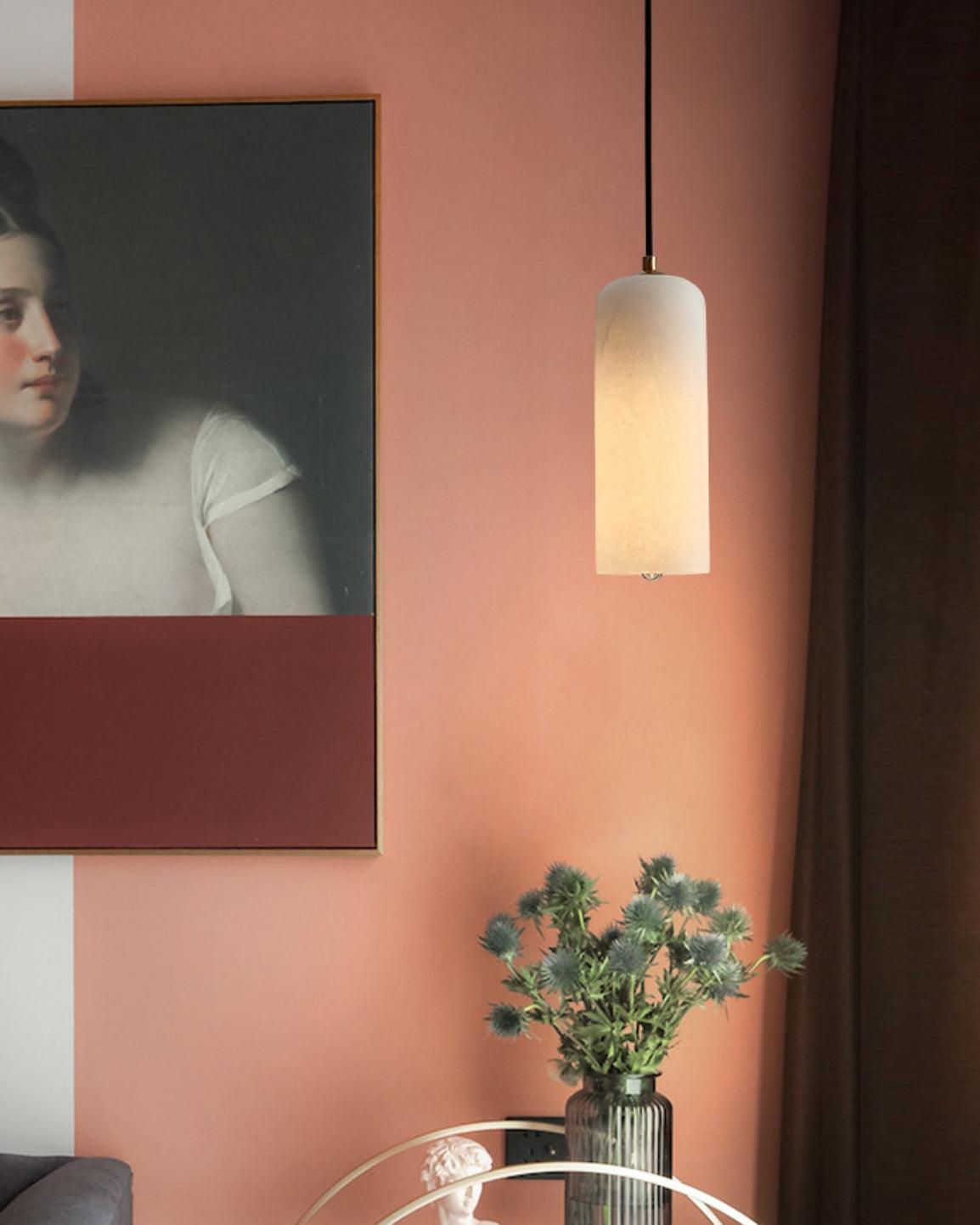 Zashayra Cylindrical Alabaster Pendant Light - Blowlighting