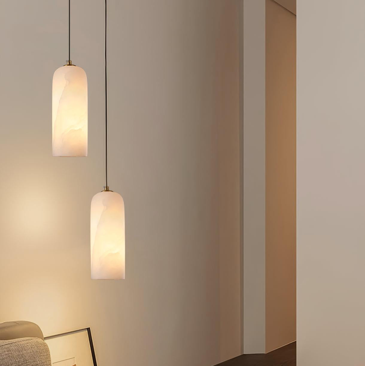 Zashayra Cylindrical Alabaster Pendant Light - Blowlighting