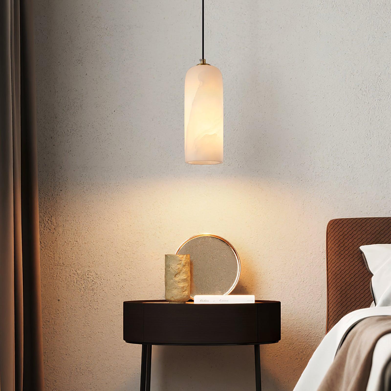 Zashayra Cylindrical Alabaster Pendant Light - Blowlighting