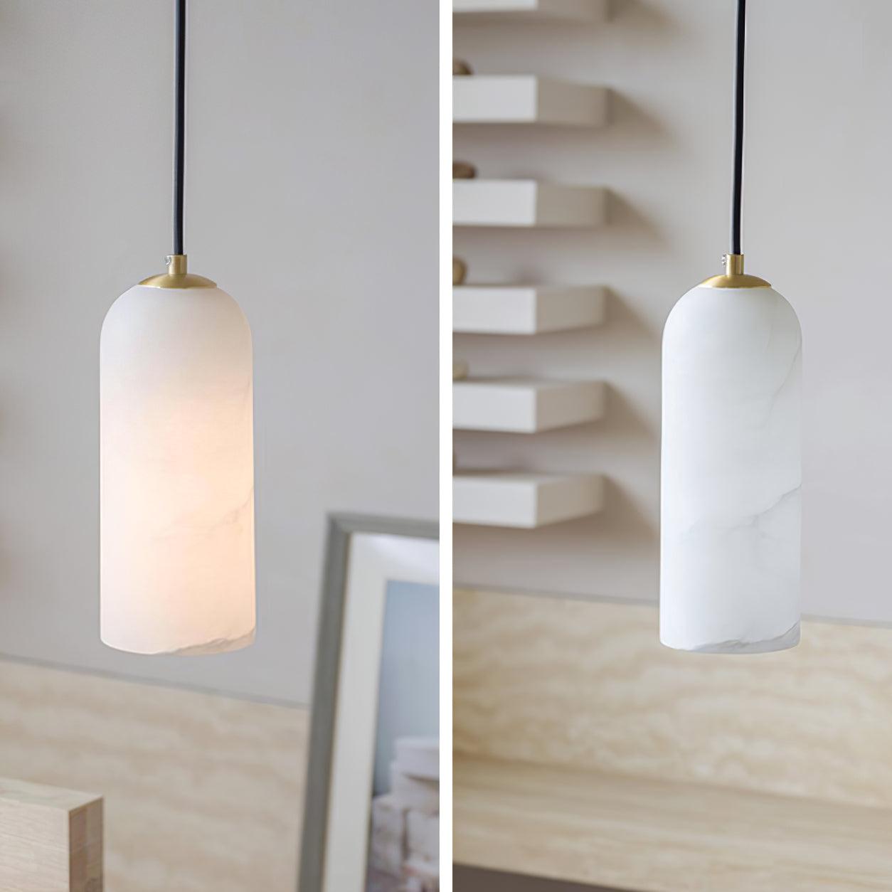 Zashayra Cylindrical Alabaster Pendant Light - Blowlighting