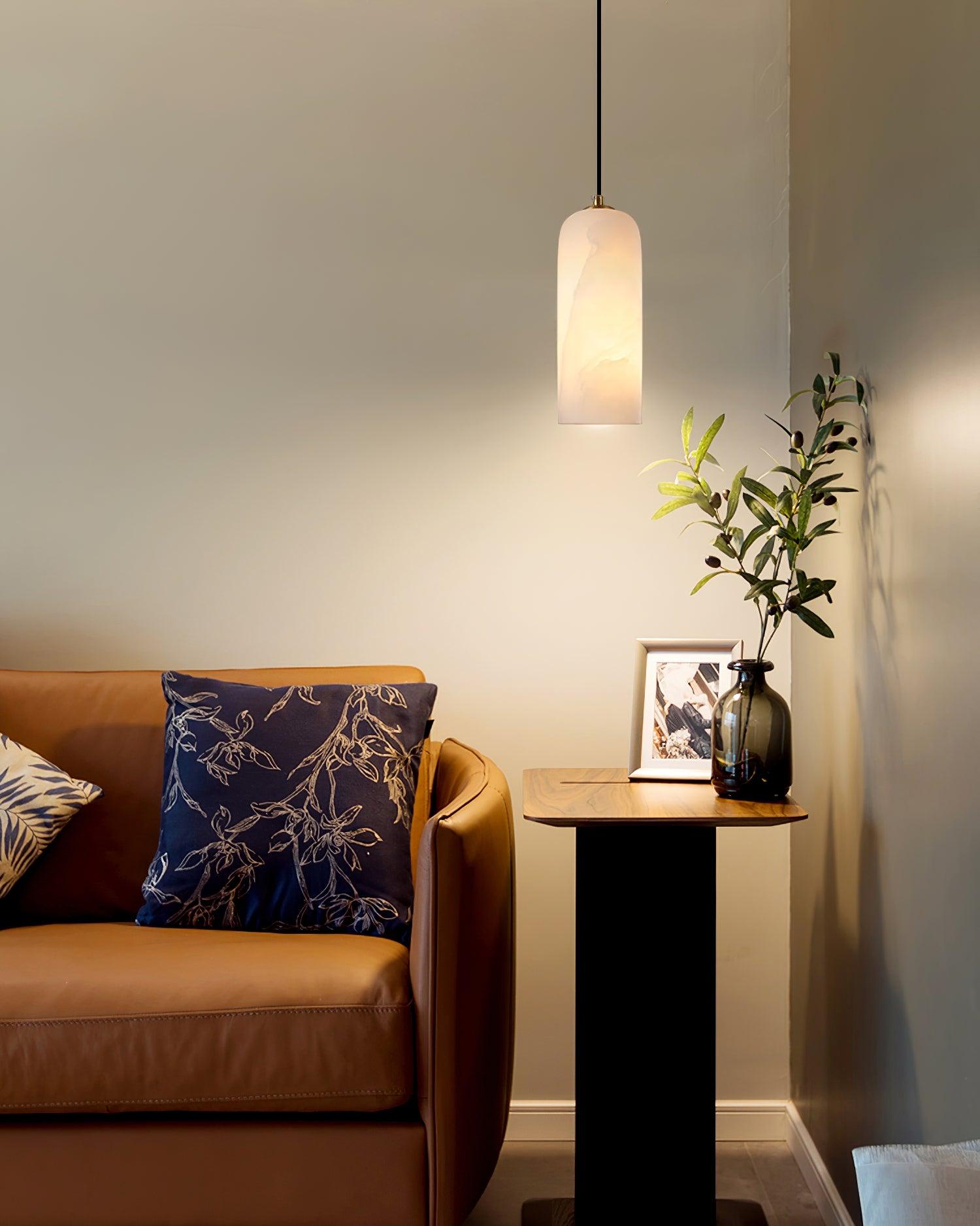 Zashayra Cylindrical Alabaster Pendant Light - Blowlighting