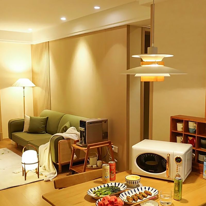 Valentina Design LED Pendelleuchte Weiß Schlafzimmer/Wohnzimmer/Küche Metall