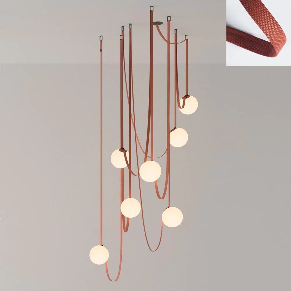 Lustra Pendelleuchte Lederriemen Glas-Letslighting