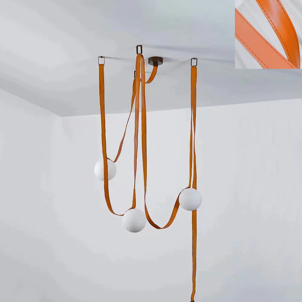 Lustra Pendelleuchte Lederriemen Glas-Letslighting