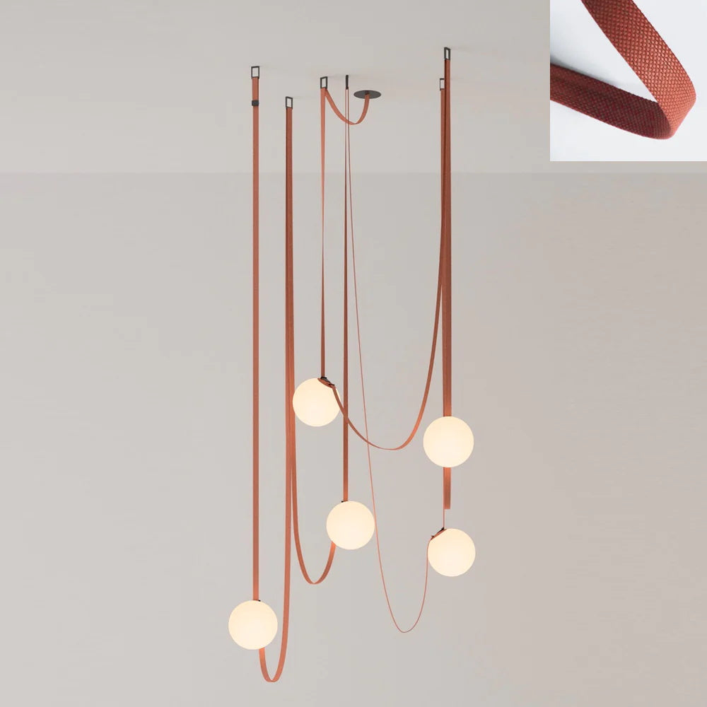 Lustra Pendelleuchte Lederriemen Glas-Letslighting
