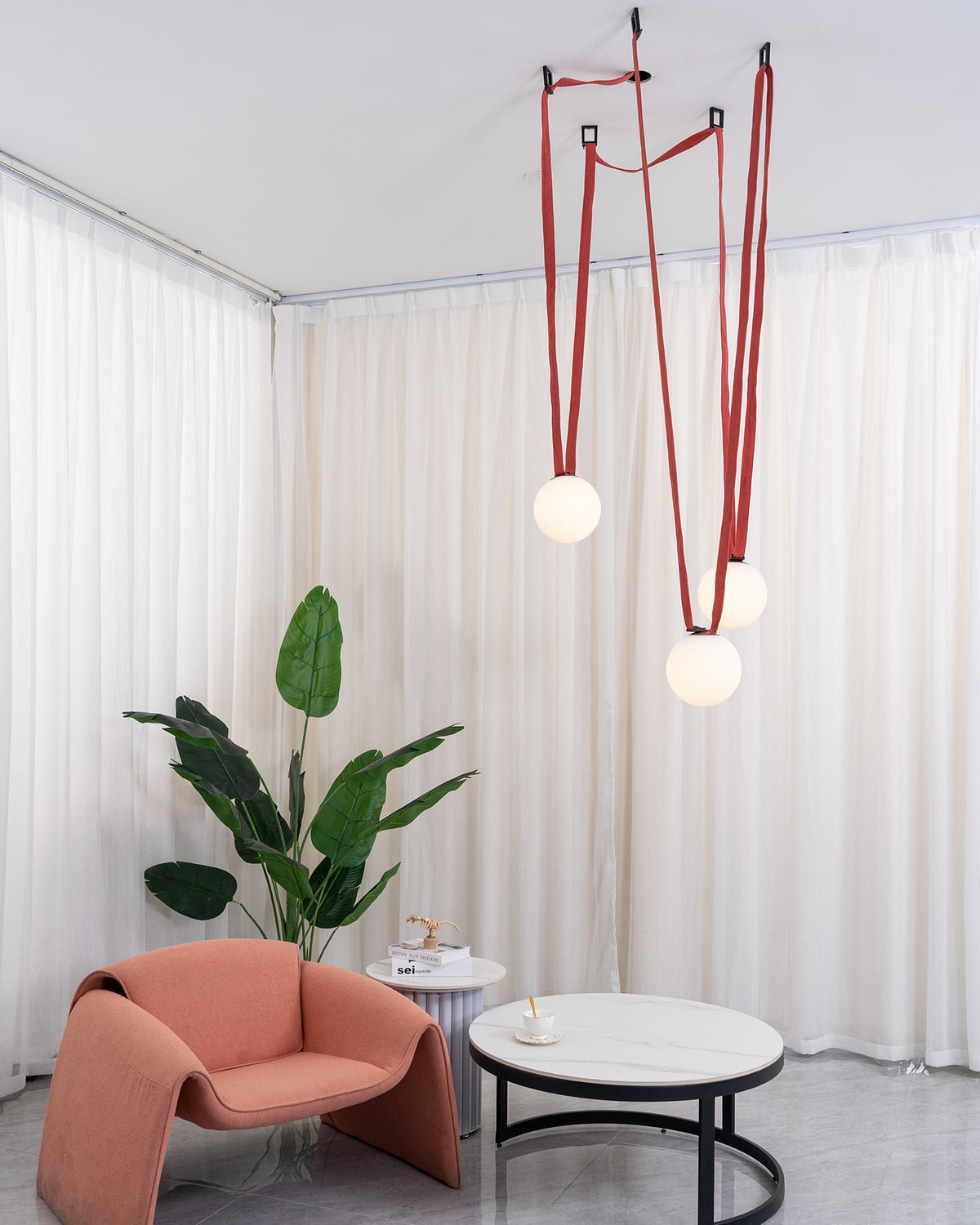 Lustra Pendelleuchte Lederriemen Glas-Letslighting