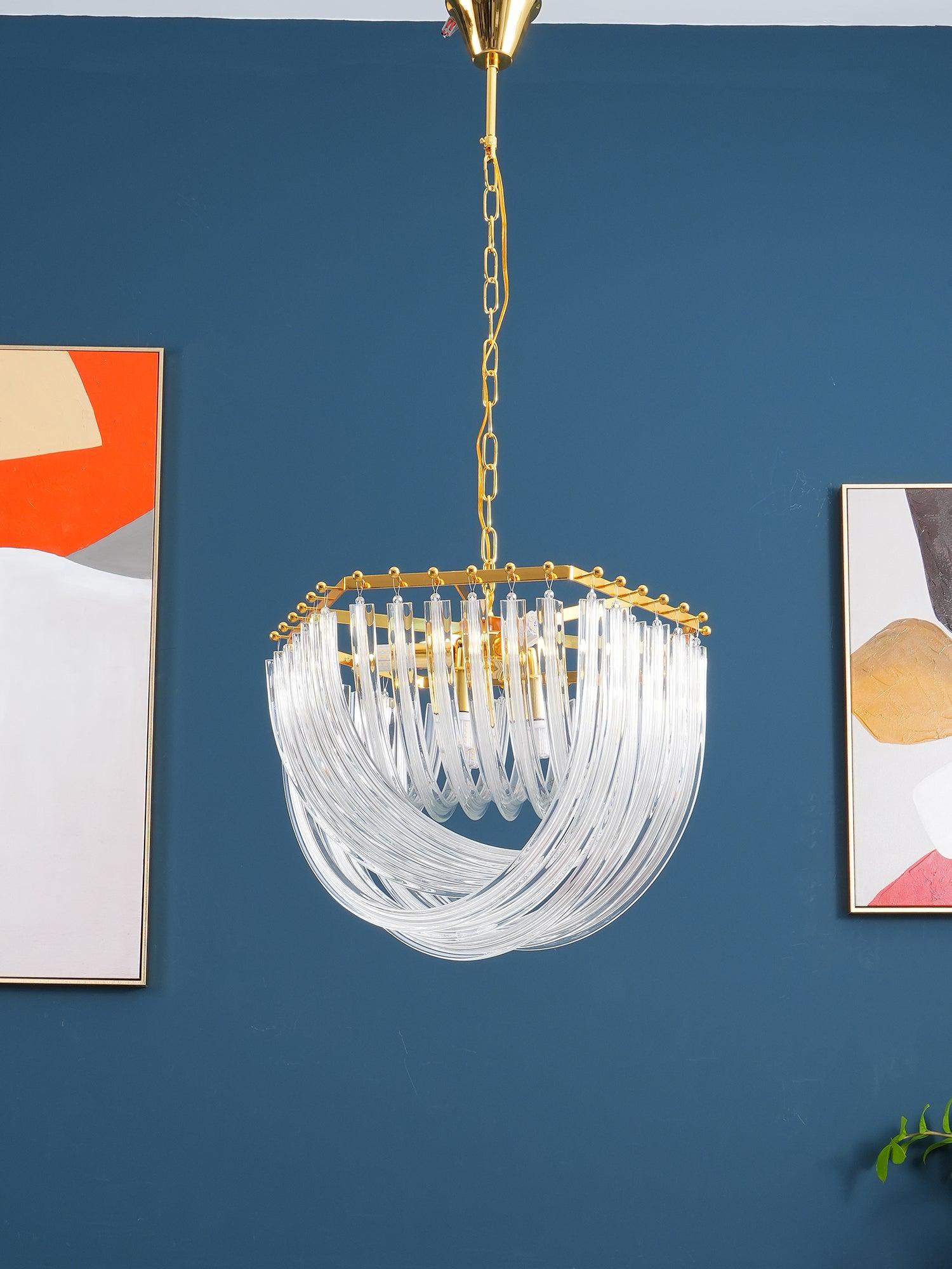 Aurora Chandelier Clear Curved Tiered - Blowlighting