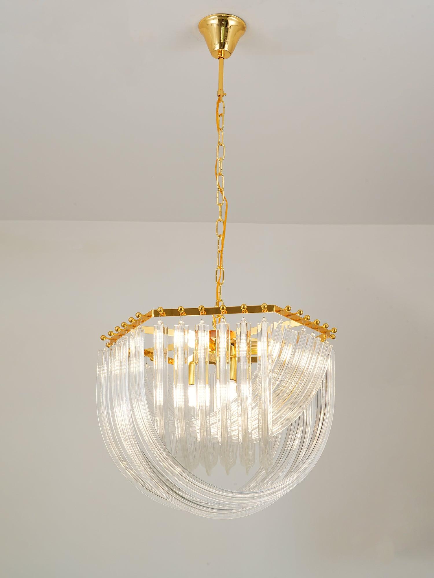 Aurora Chandelier Clear Curved Tiered - Blowlighting