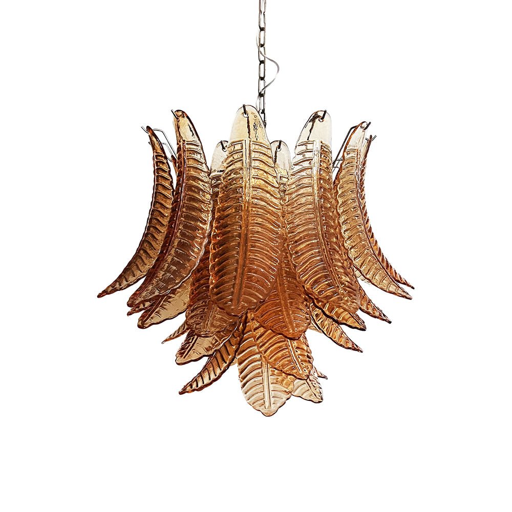 Aurora Chandelier Amber Leaf Glass Layered Venetian Elegance - Neutralighting