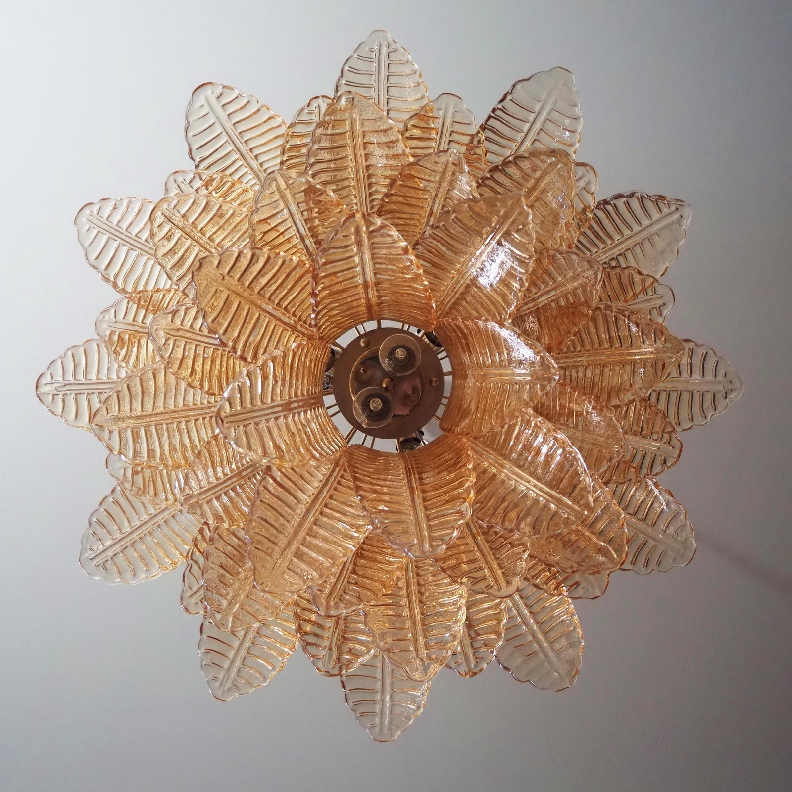 Aurora Chandelier Amber Leaf Glass Layered Venetian Elegance - Neutralighting