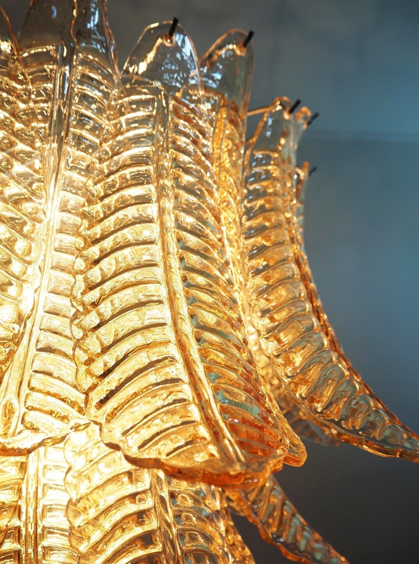 Aurora Chandelier Amber Leaf Glass Layered Venetian Elegance - Neutralighting
