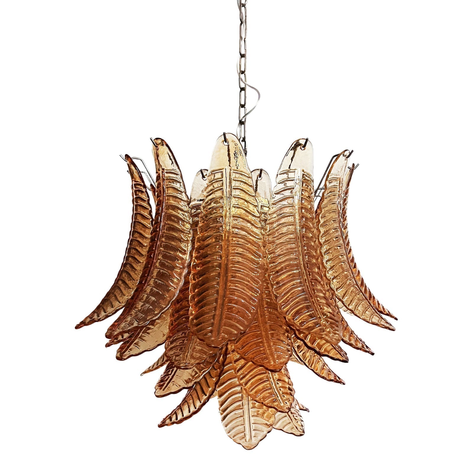 Aurora Chandelier Amber Leaf Glass Layered Venetian Elegance - Neutralighting
