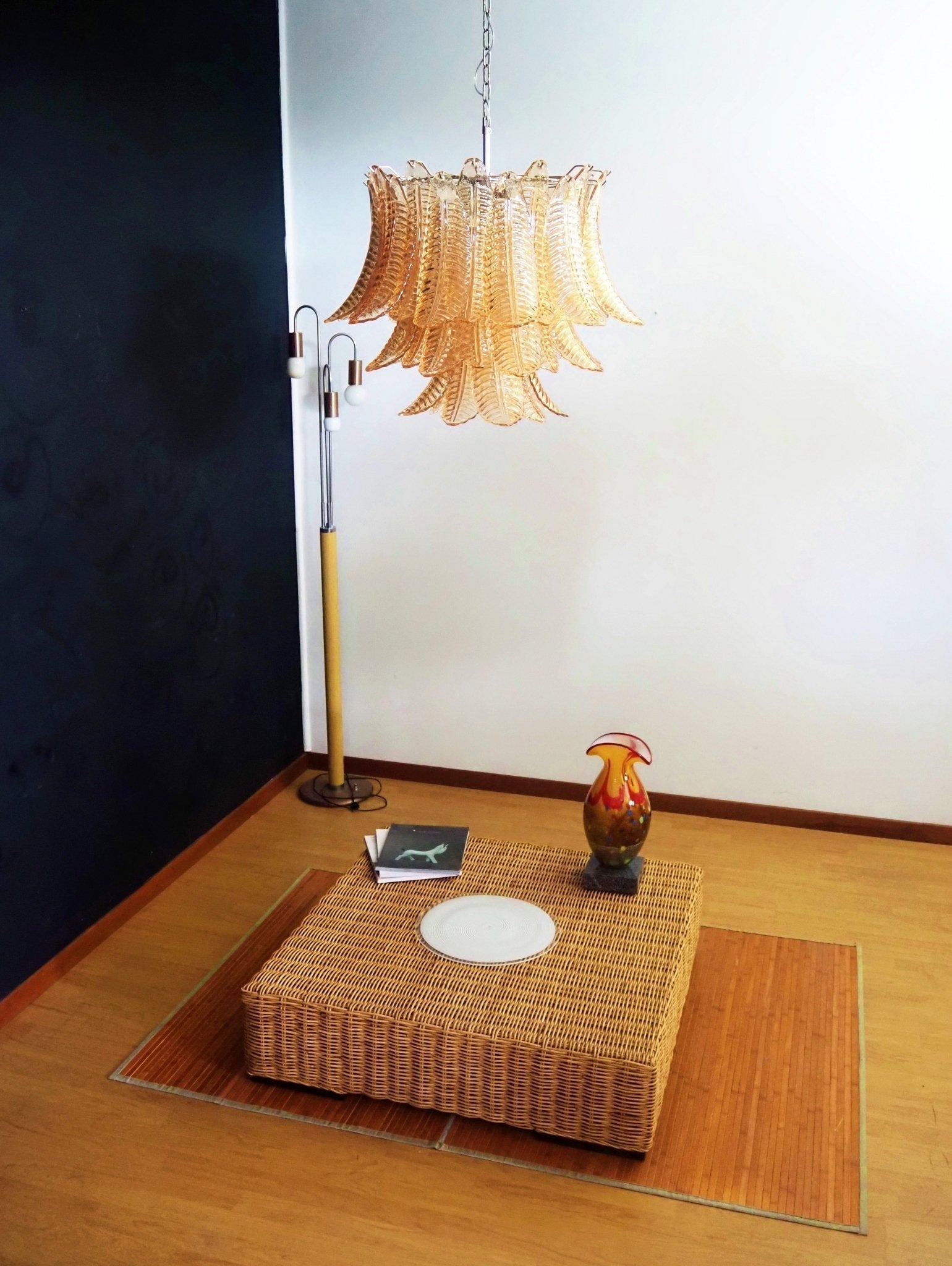 Aurora Chandelier Amber Leaf Glass Layered Venetian Elegance - Neutralighting