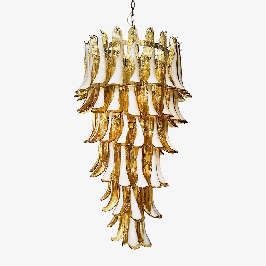 Aurora Chandelier Amber White Murano Spiral Petals - Neutralighting