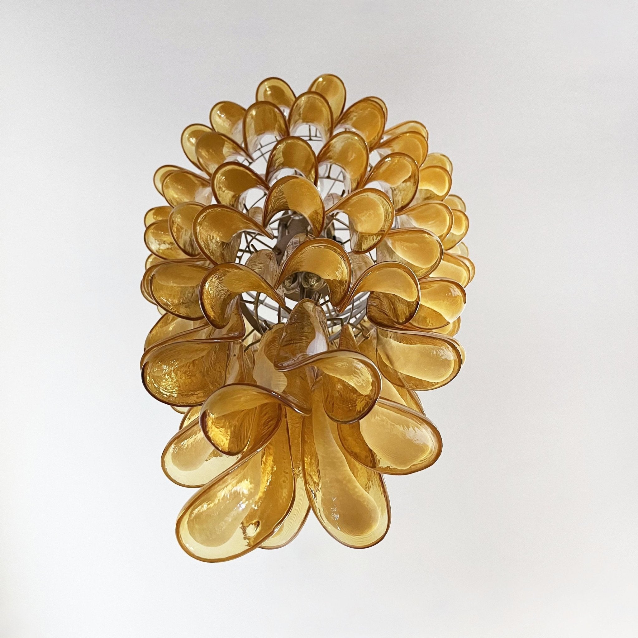 Aurora Chandelier Amber White Murano Spiral Petals - Neutralighting