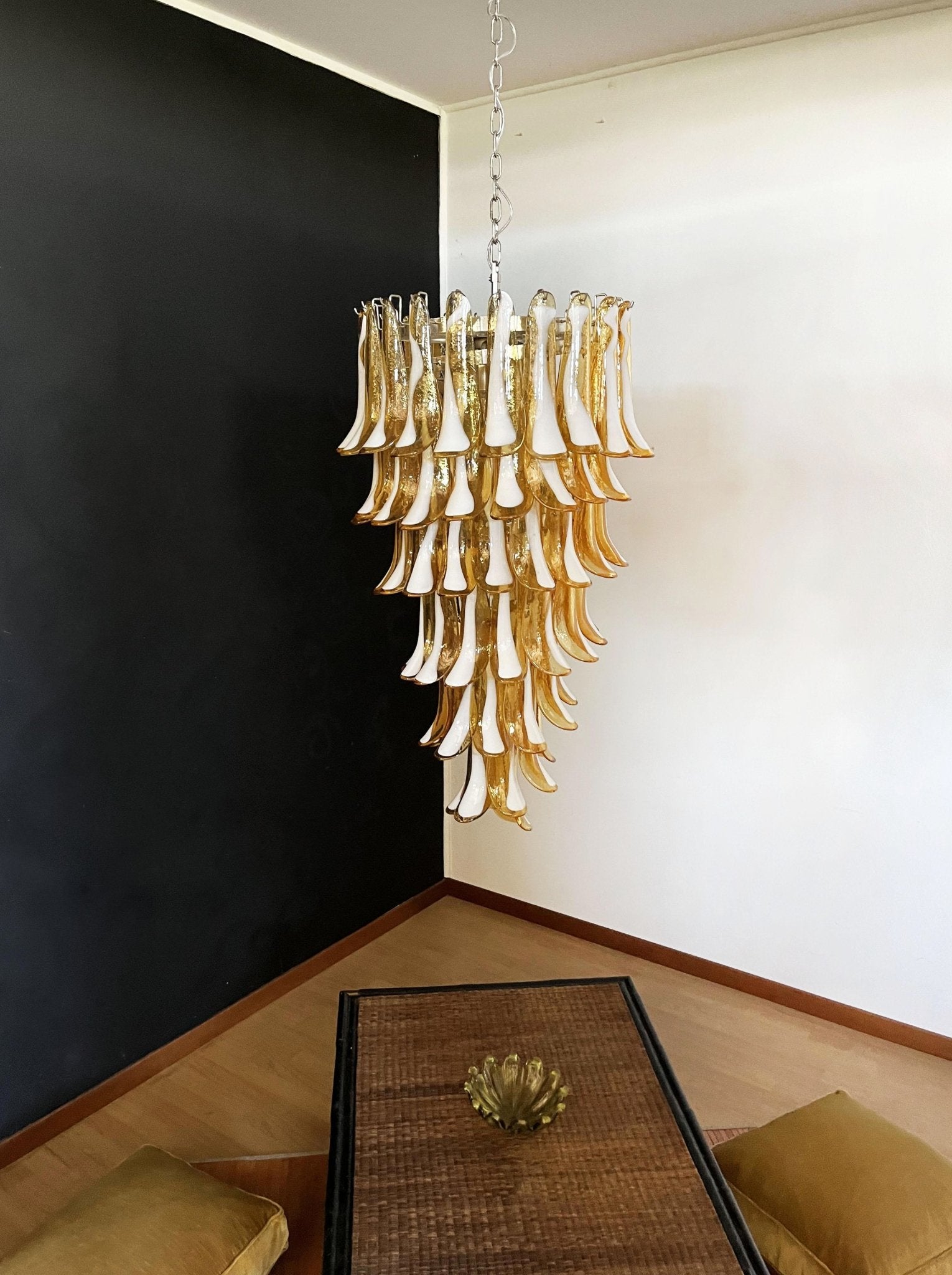 Aurora Chandelier Amber White Murano Spiral Petals - Neutralighting