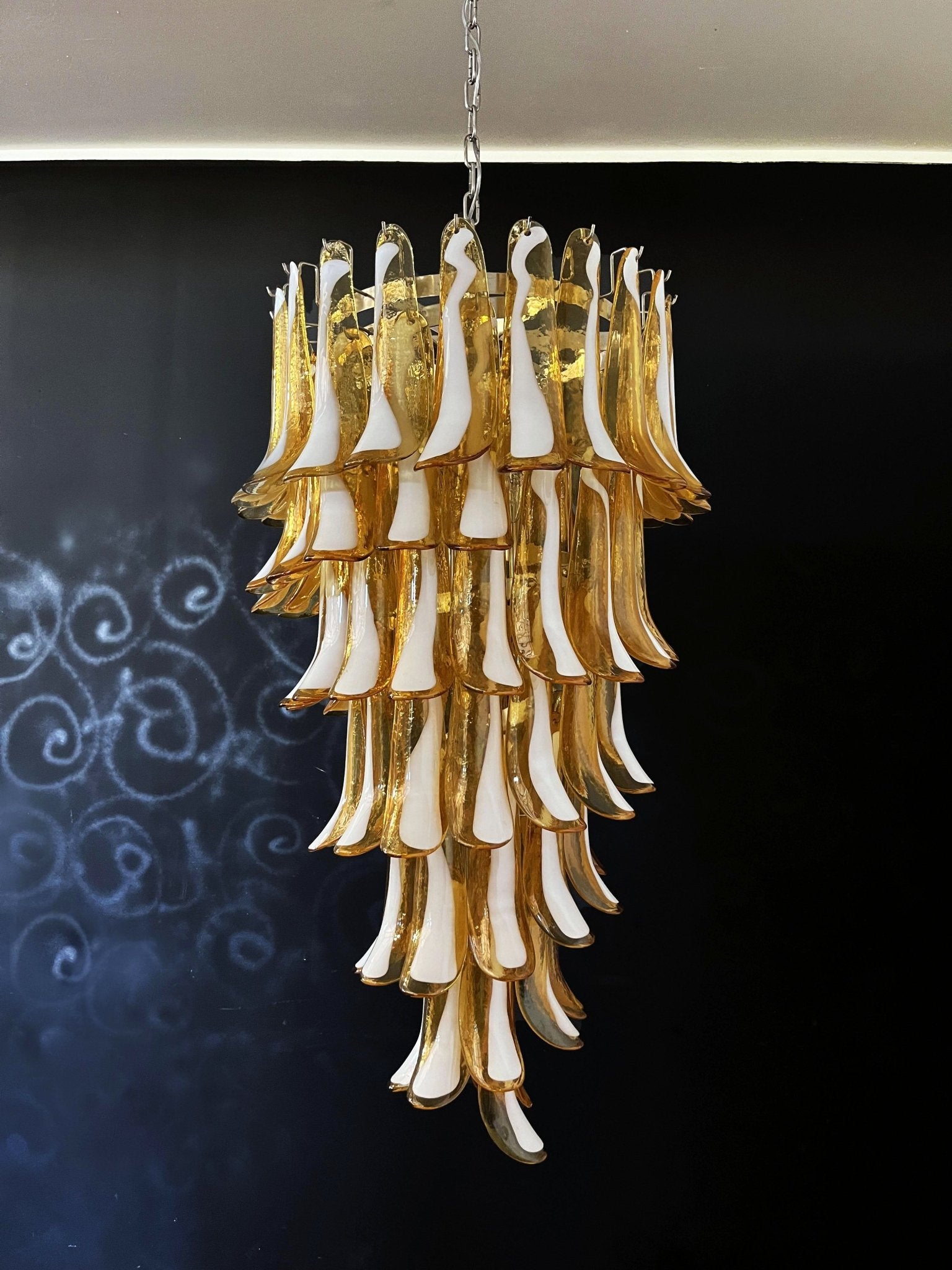 Aurora Chandelier Amber White Murano Spiral Petals - Neutralighting