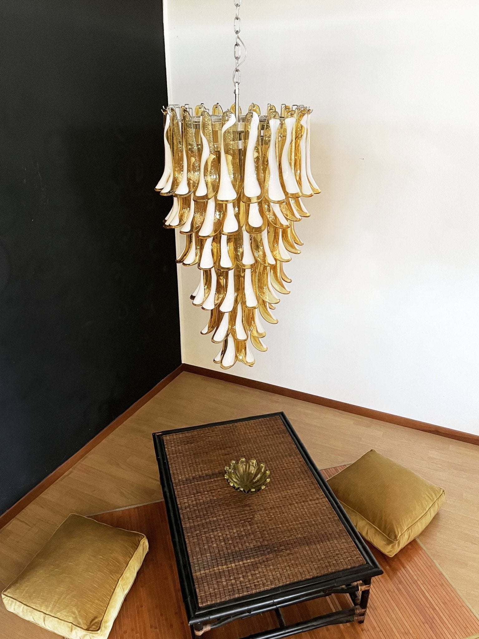 Aurora Chandelier Amber White Murano Spiral Petals - Neutralighting