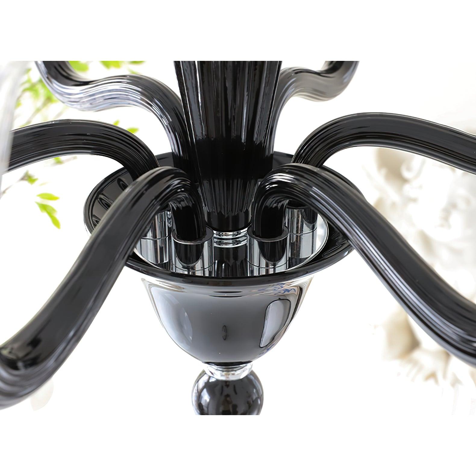 Aurora Chandelier Black Murano Candle Arm Glass Classic - Neutralighting
