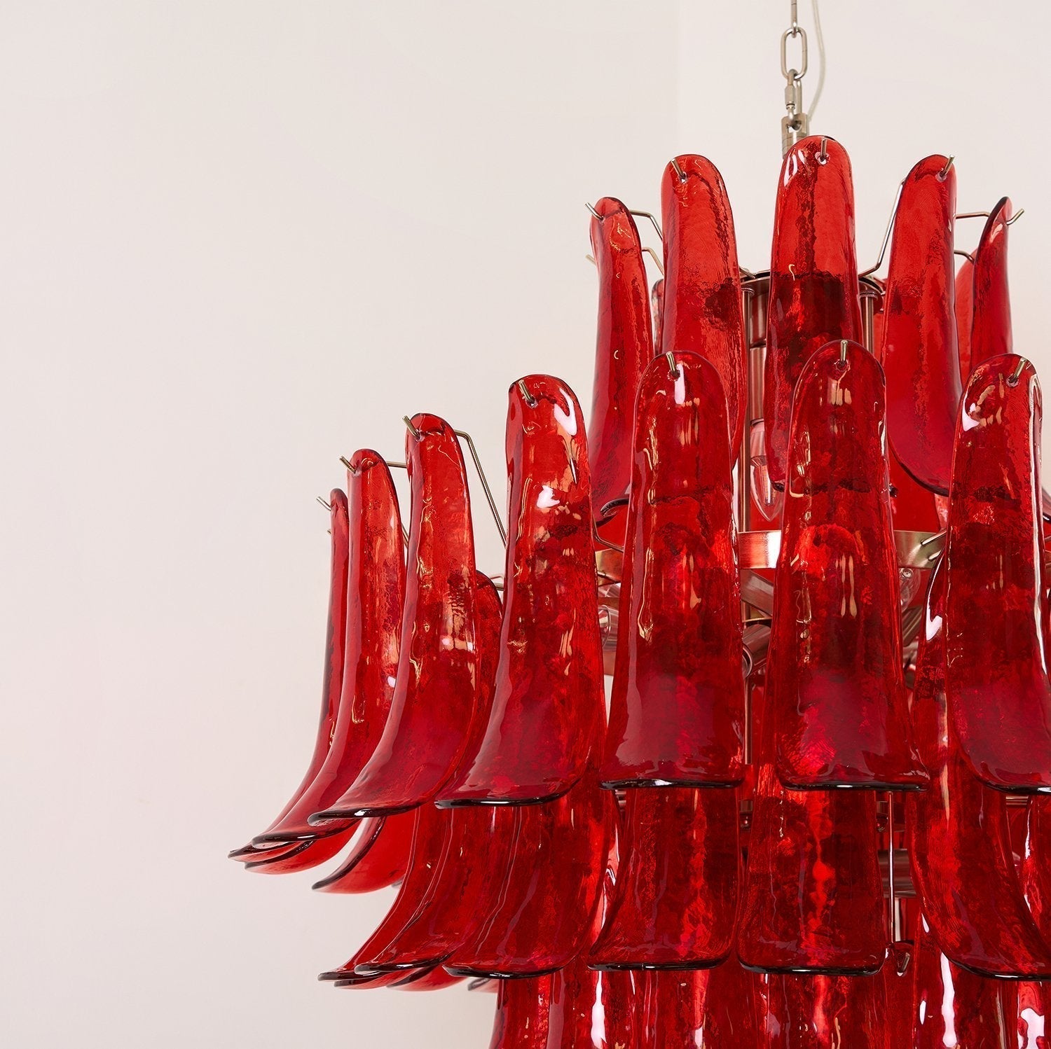 Aurora Chandelier Crimson Murano Petals Bold Art Glass - Neutralighting