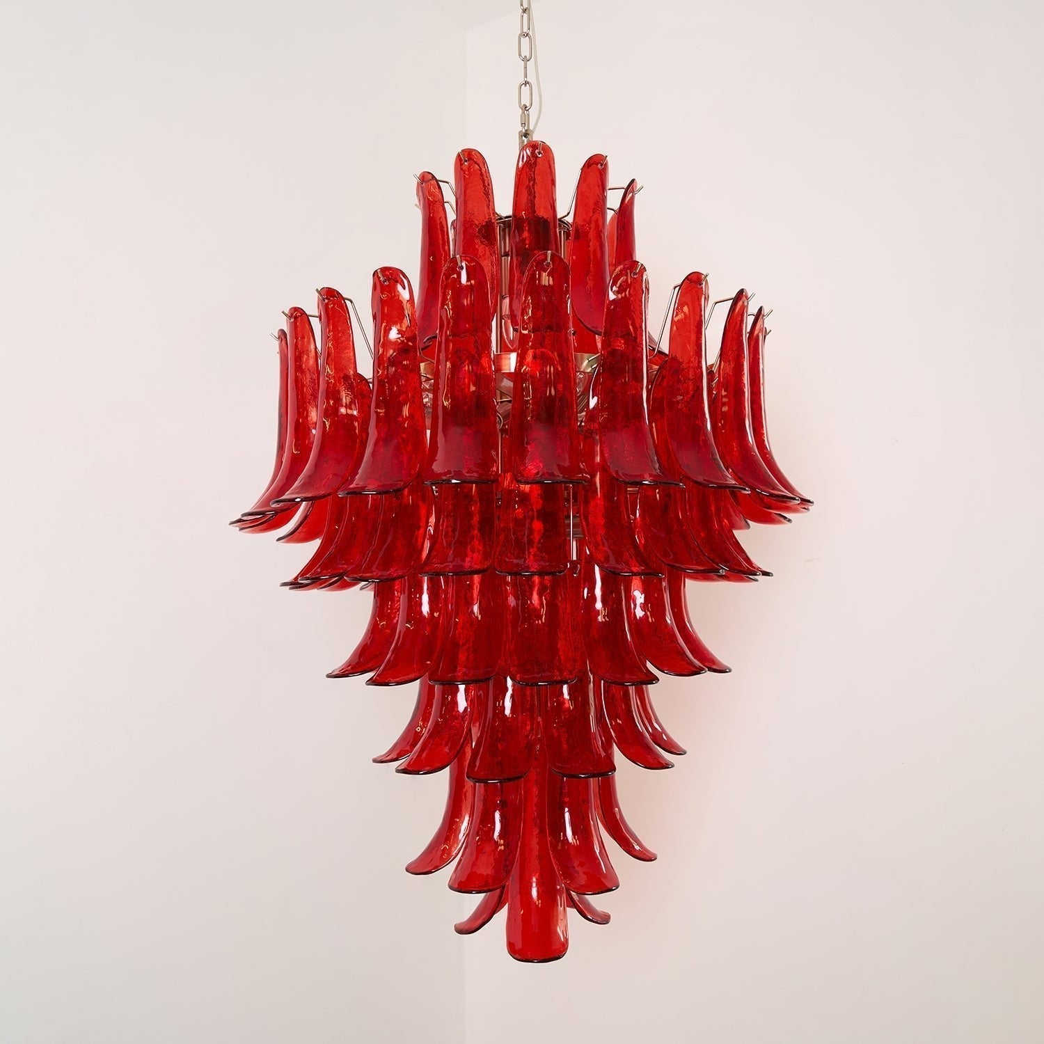 Aurora Chandelier Crimson Murano Petals Bold Art Glass - Neutralighting